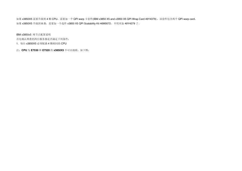 x3850X5如何添加CPU和QPIWrapCard及两节点配置说明_第1页