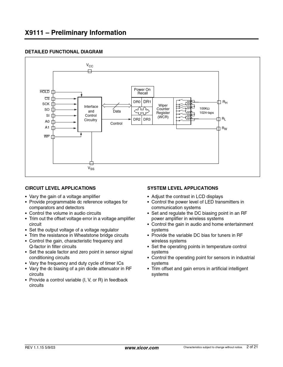 x9111数字电位器(低功耗1024抽头)_第2页