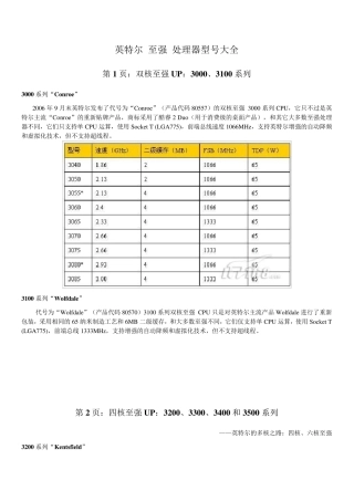 Xeon处理器型号详解