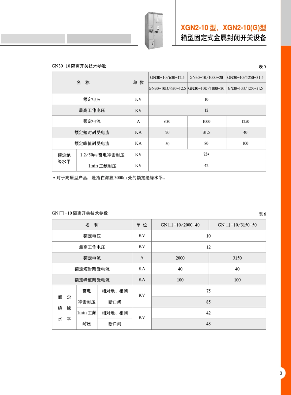 XGN210箱型固定式开关柜上海一开_第3页
