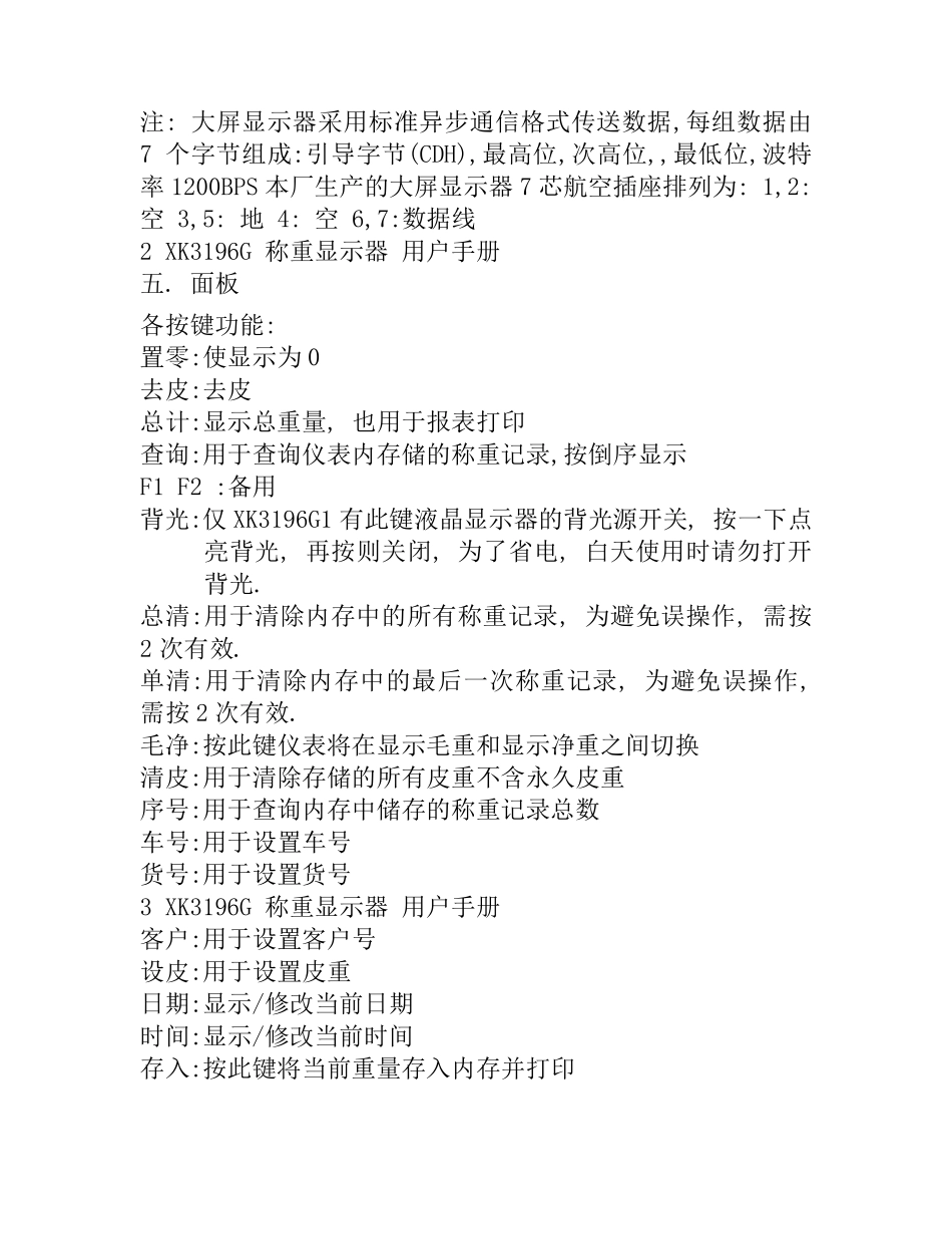 XK3196G称重显示器用户手册_第3页