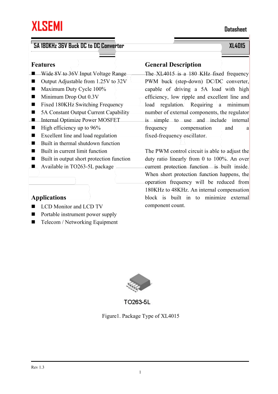 XL4015降压型直流电源变换器芯片(大功率型)_第1页
