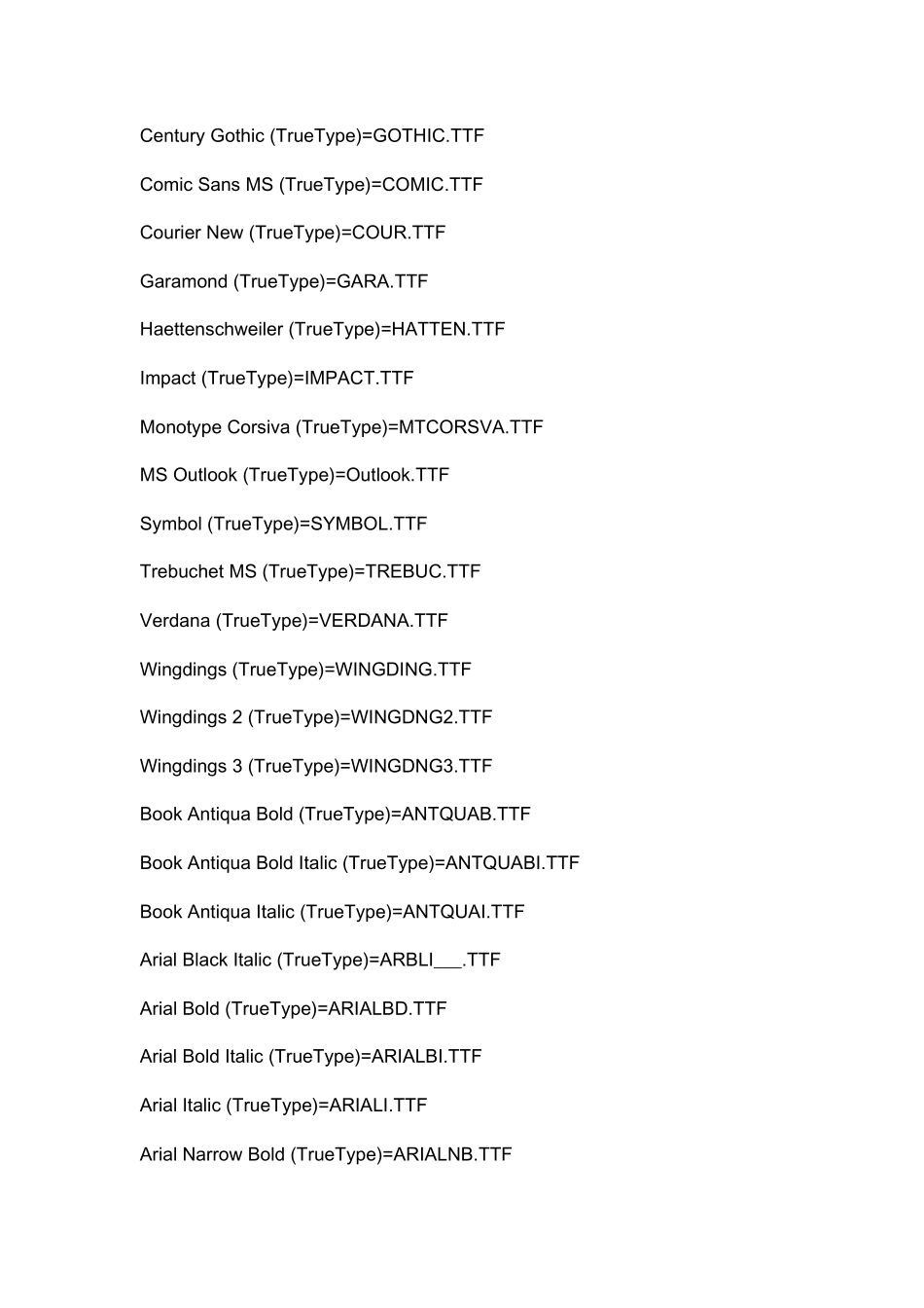 XP系统中自带字体列表,以及系统字体修改_第3页