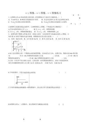 xt图像、vt图像练习题全归纳