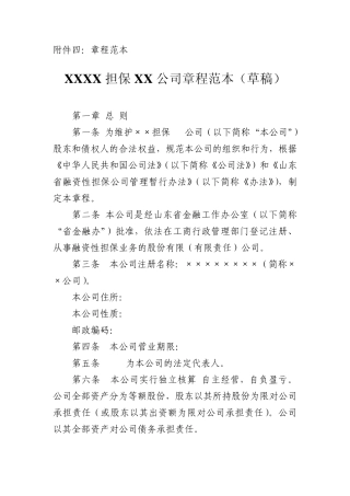XXXX担保公司章程范本