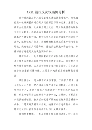 XXXX银行反洗钱案例分析
