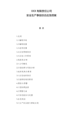XXX公司安全生产事故综合应急预案