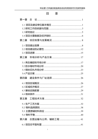 XXX公司废旧轮胎再生利用项目可研报告