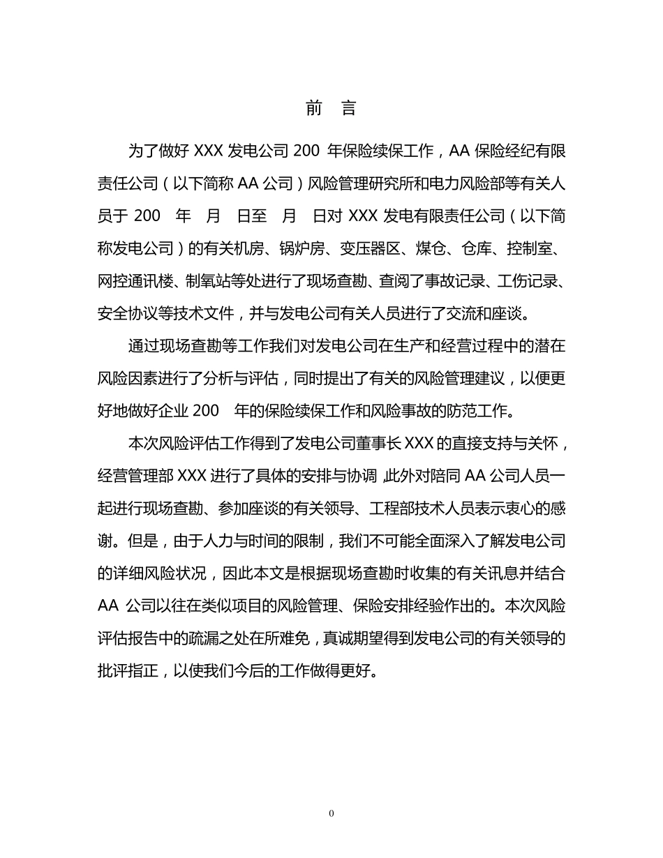 XXX发电公司风险评估报告_第1页