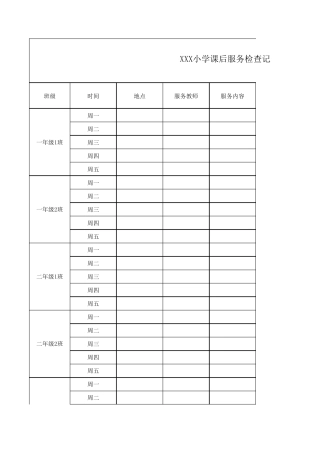 XXX课后服务检查记录表