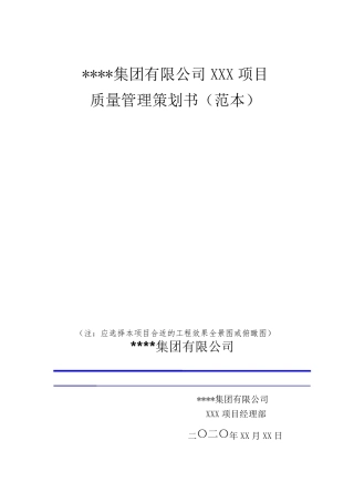 XXX项目质量管理策划书