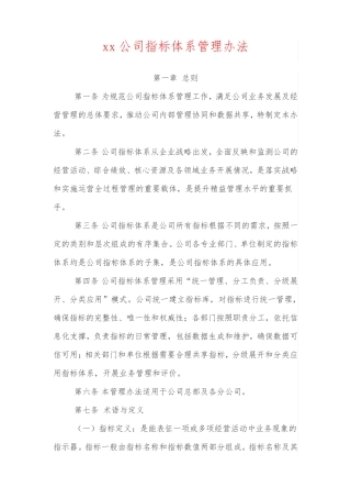 xx公司指标体系管理办法