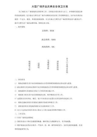 XX大型广场开业庆典安全保卫方案