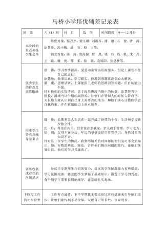 XX小学培优辅差具体记录(8篇)