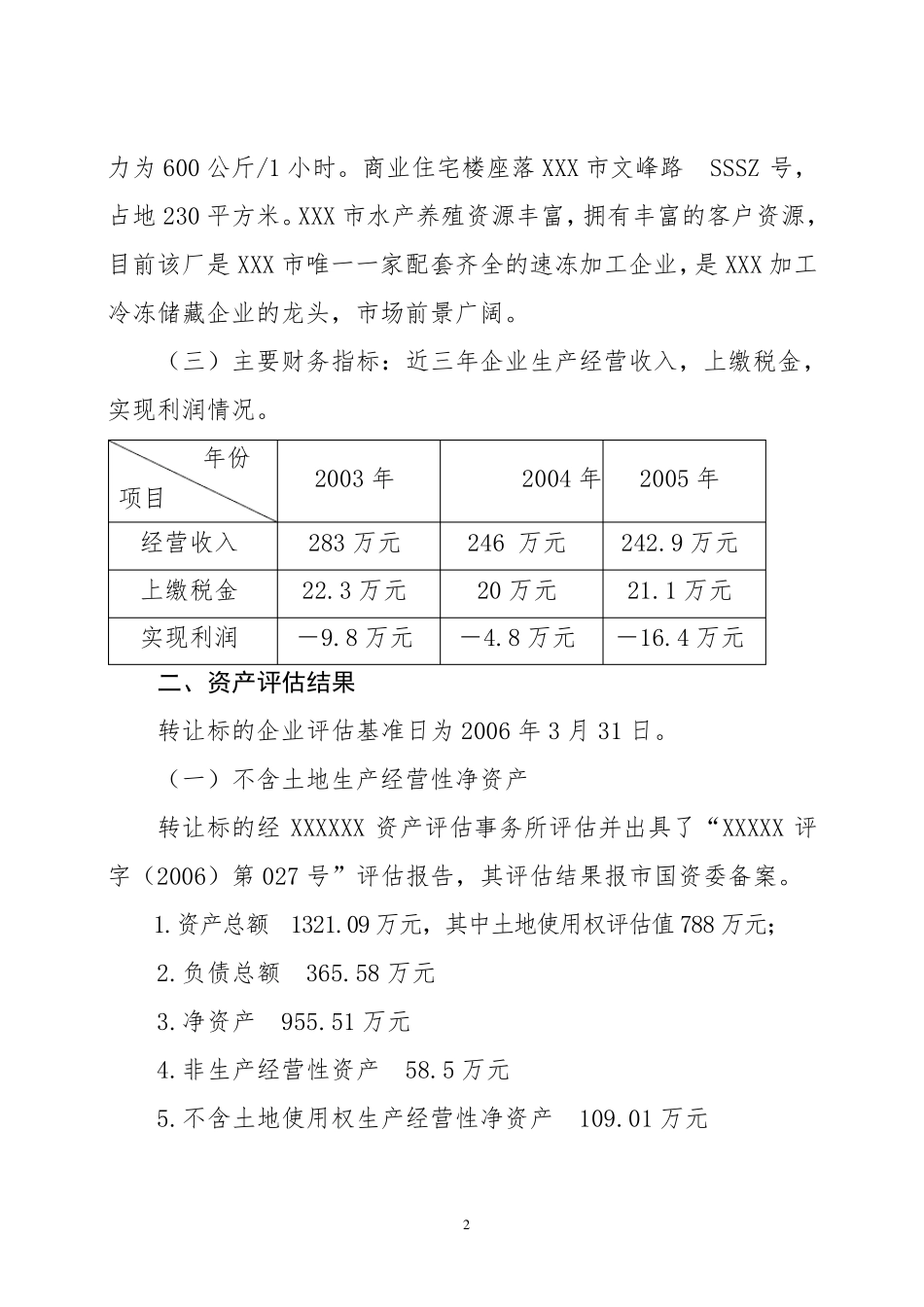 xx市冷冻厂国有产权转让方案_第2页