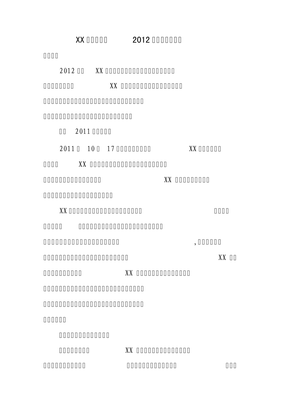 XX新能源公司2012年度工作报告_第1页