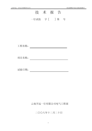 XX电站电气设备交接试验报告