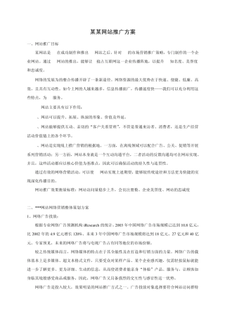 XX网站网络推广方案模板