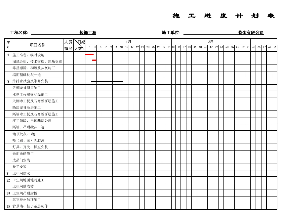 xx装饰工程施工进度计划表_第1页