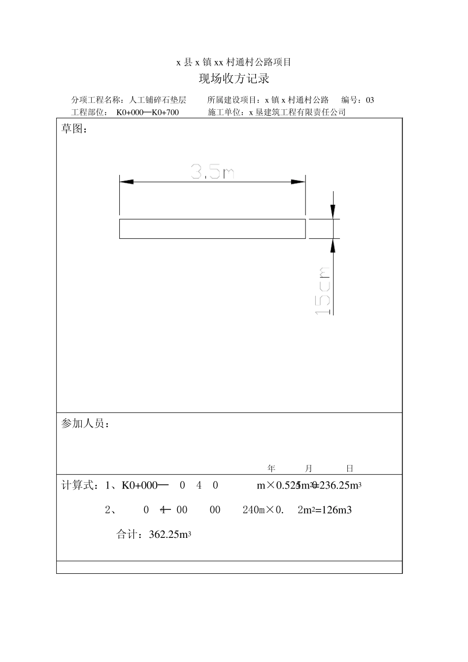 X县公路工程现场收方记录表文档_第3页