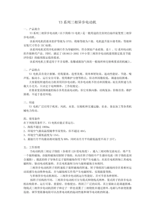 Y3系列三相异步电机产品资料