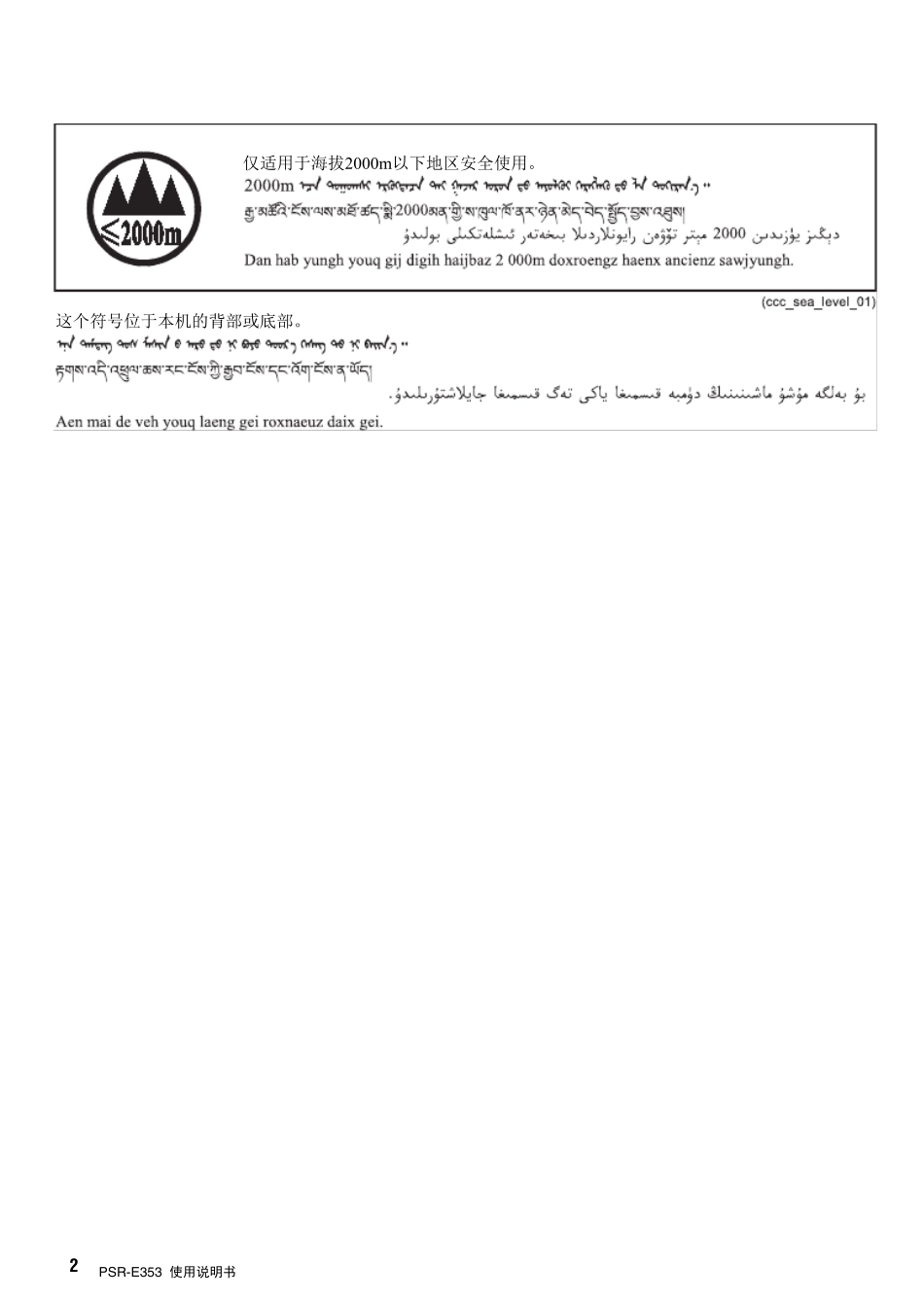 YAMAHAPSRE353电子琴中文说明书_第2页