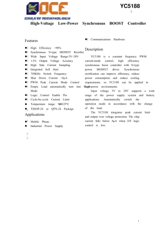 YC5188高效率同步整流升压芯片