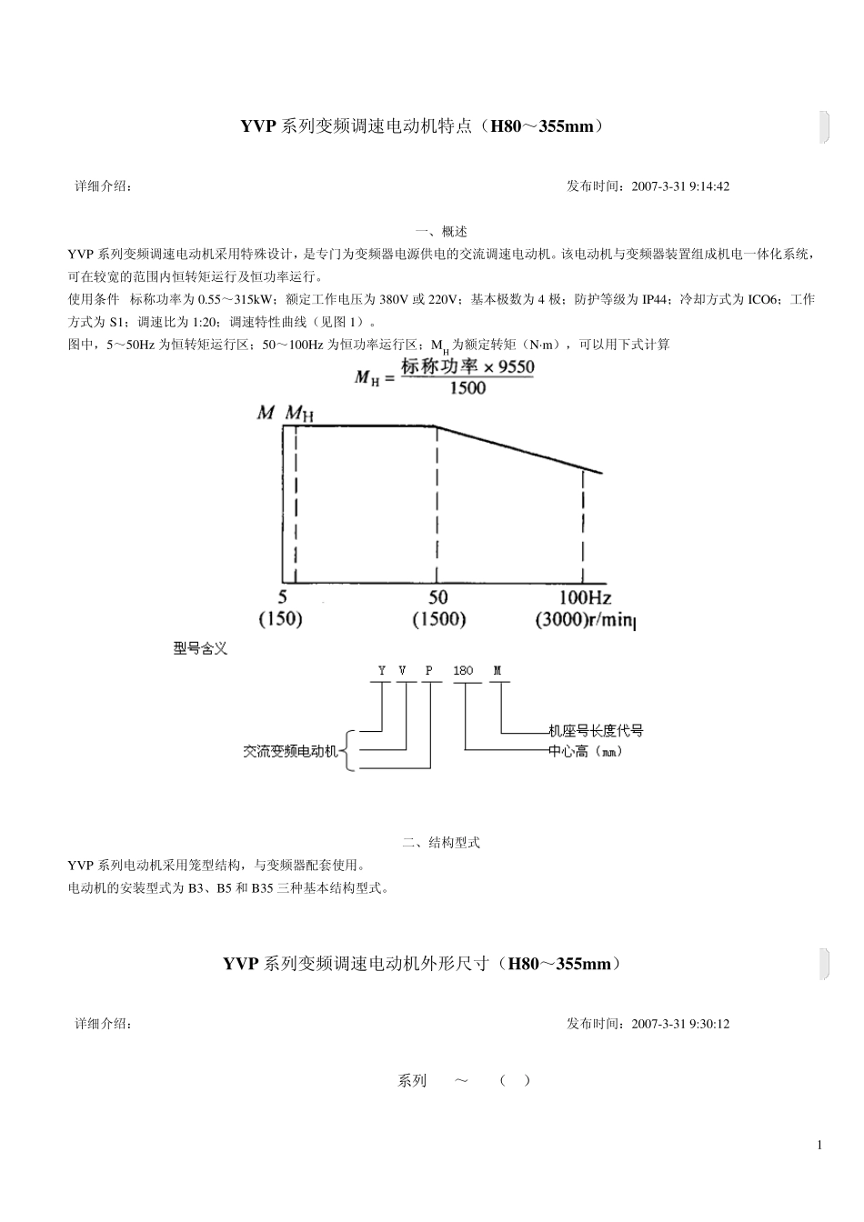 YVP系列变频调速电动机特点_第1页