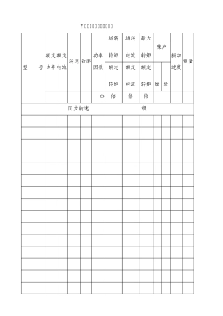 Y系列三相异步电机常用型号对照表