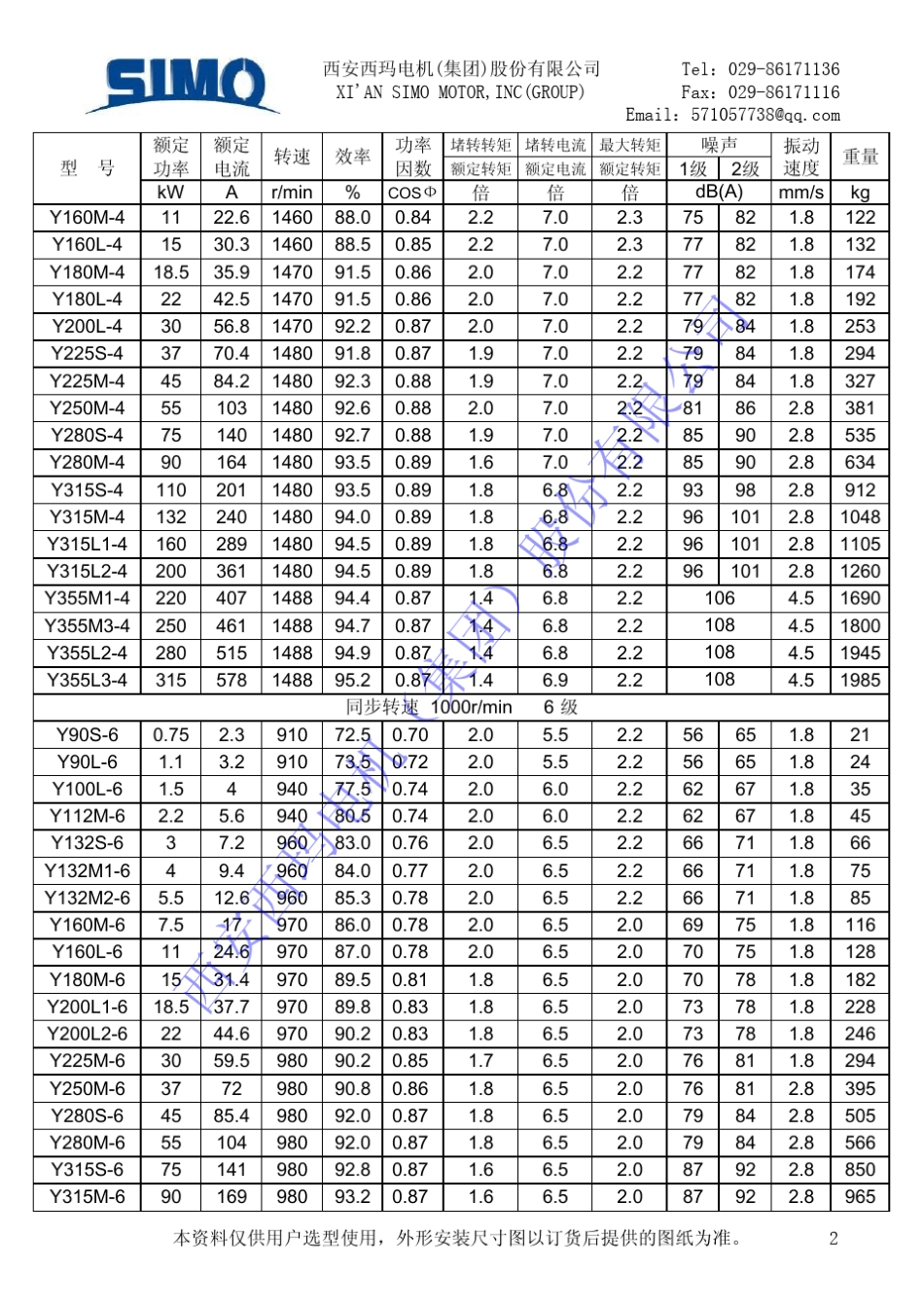 Y系列电机样本_第2页