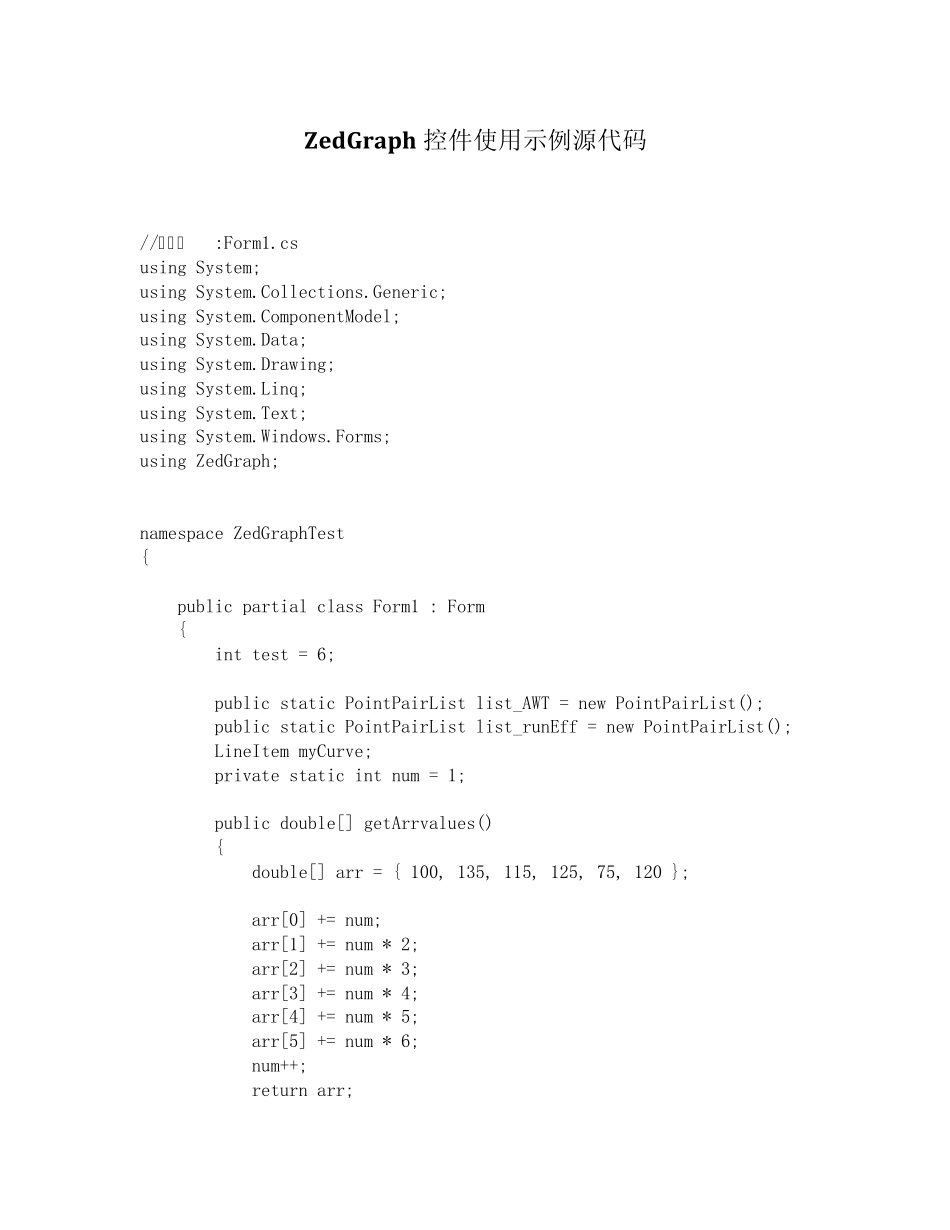 ZedGraph控件使用示例源代码_第1页