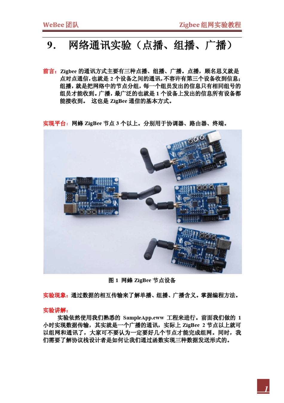 zigbee网络通讯实验(单播、组播、广播)_第1页