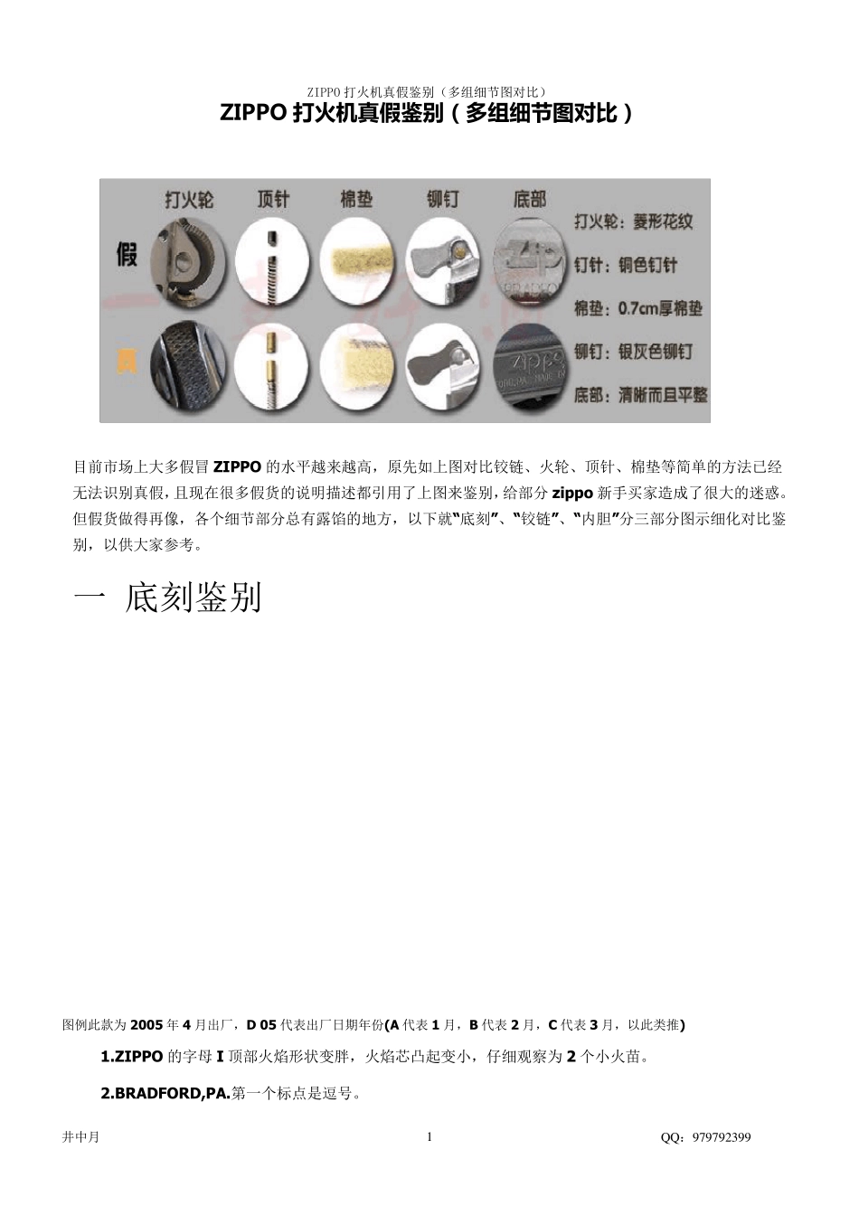 ZIPPO打火机真假鉴别(多组细节图对比)_第1页