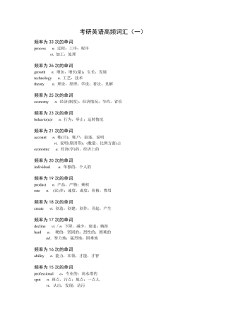 [2015年考研]英语高频词汇汇总(按频率高低排序)