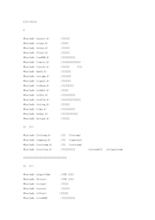 [CC++]程序设计语言之常用头文件及函数汇总