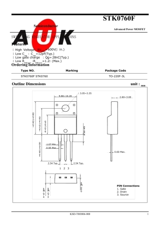 [MOS管]STK0760F(韩国光电子AUK)