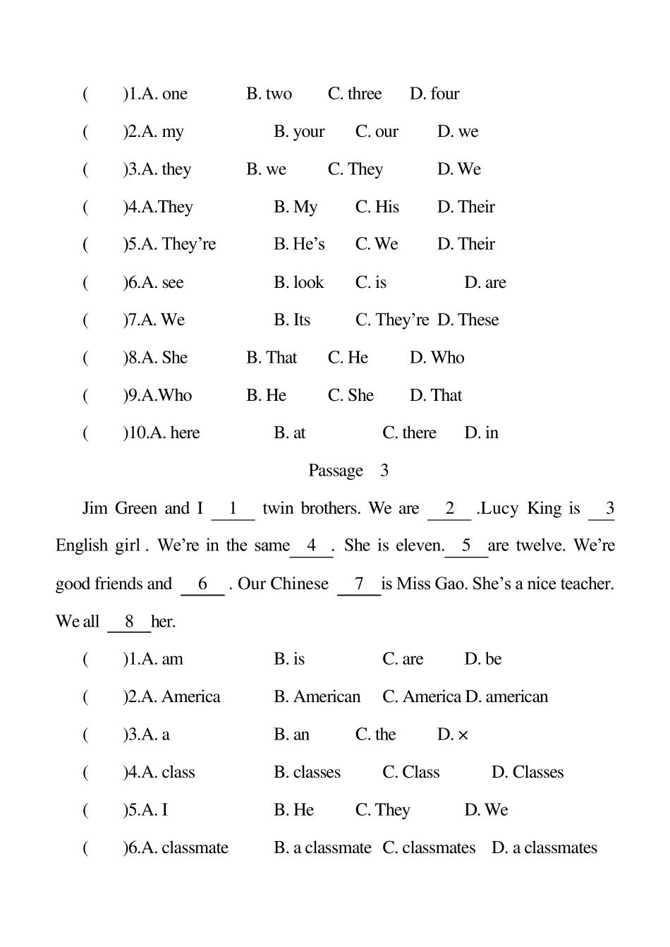 [专项训练]初一英语完形填空训练100篇及答案_第2页