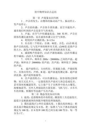[中考必备]初中物理知识点总结免费下载