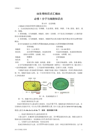 [会考+高考]高中生物知识点汇编[必修+选修专题]