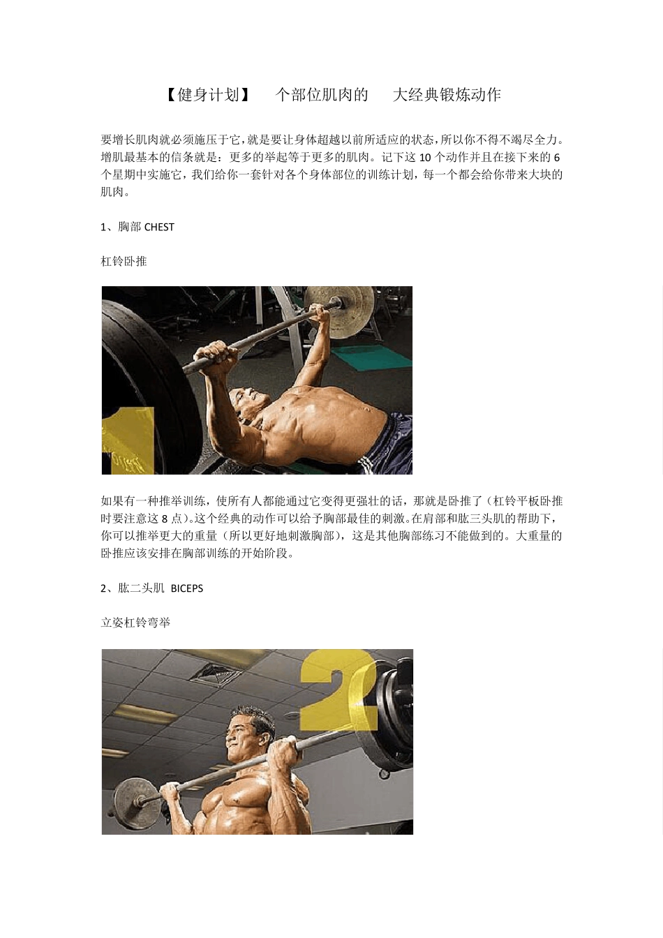 [健身计划]10个部位肌肉的10大经典锻炼动作_第1页