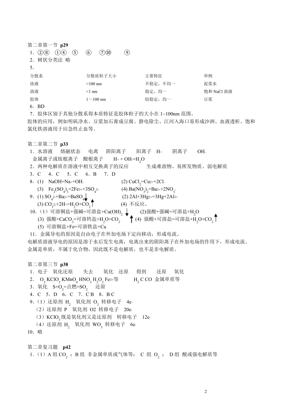 [免费下载]人教版高一化学必修一课后习题答案_第2页