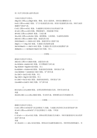 [初三化学方程式总结及现象]
