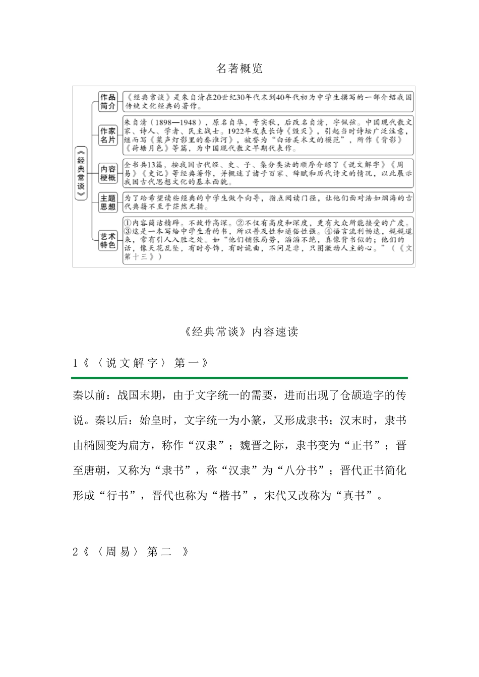 [初中语文]朱自清《经典常谈》重点知识梳理!_第1页