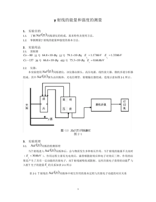 [南京大学08级近代物理实验二(大四上学期)]γ射线的能量和强度的测量