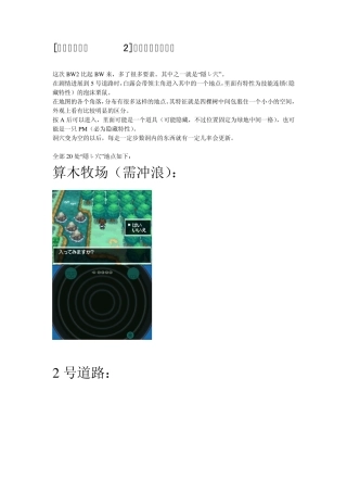 [口袋妖怪黑白2]隐藏洞穴完全说明