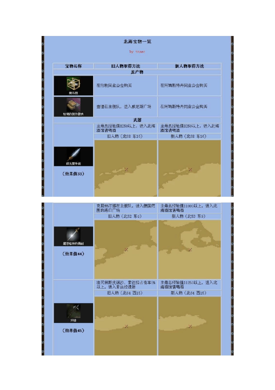 [大航海时代4]全宝物~地图截图~坐标~条件~详解_第1页