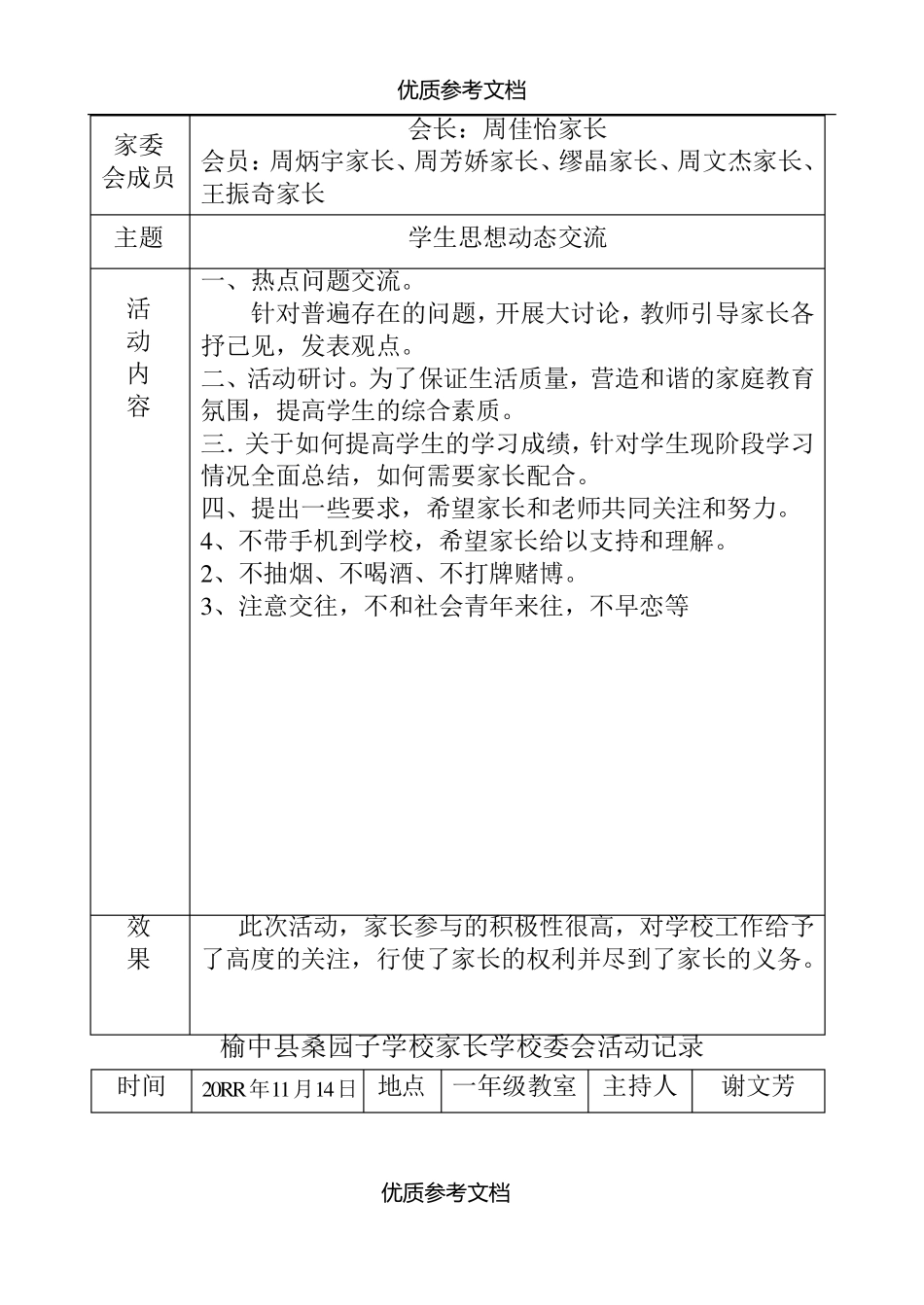 [实用参考]家委会活动记录_第2页