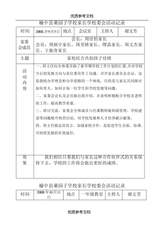 [实用参考]家委会活动记录