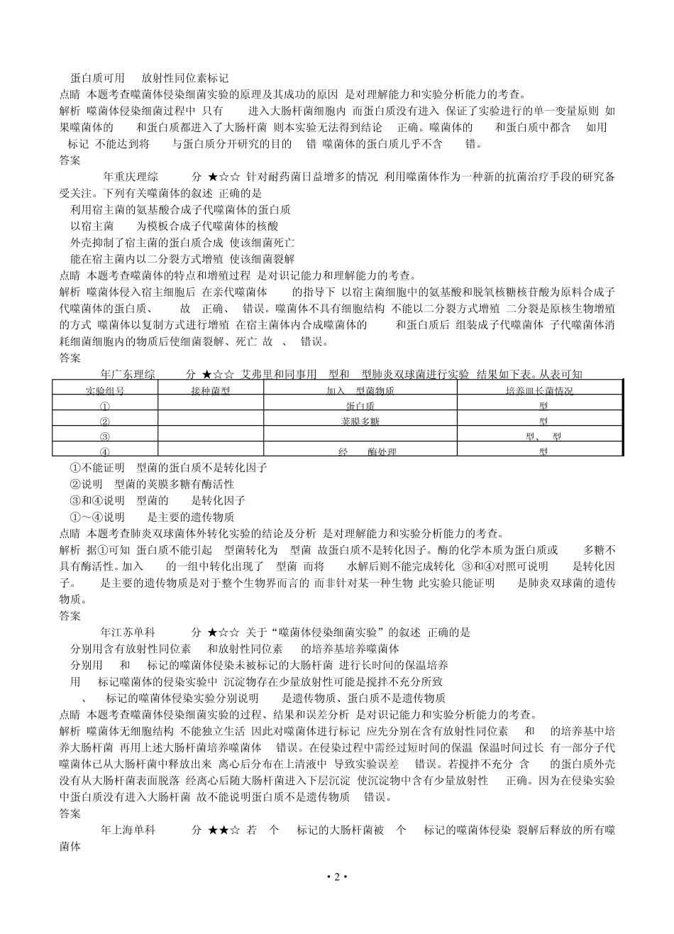 [导与练]2015版高考生物考点分类汇编：专题9遗传的分子基础(近3年真题+模拟)_第2页