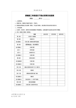 [小学语文]部编版二年级语文下册要求背诵课文知识梳理